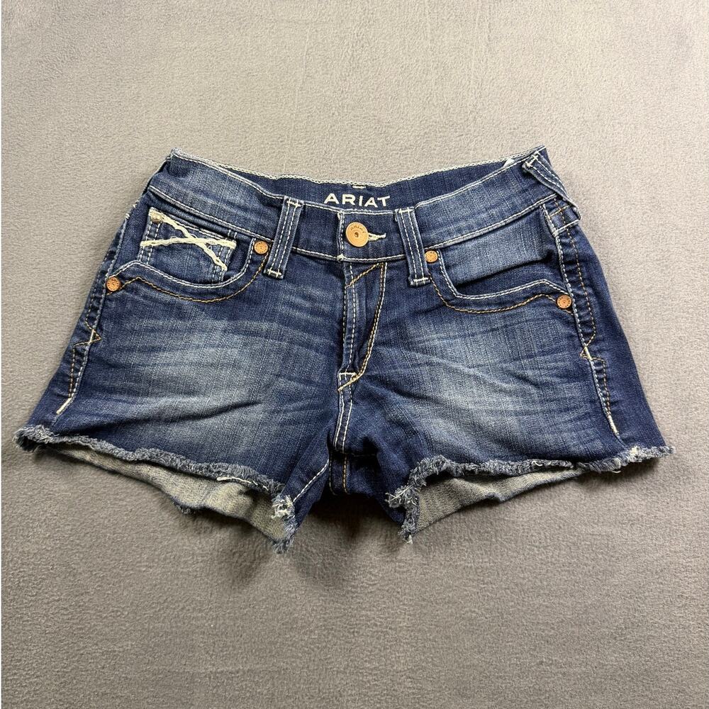 Ariat Denim Boyfriend Shorts Women's Size 25R Medium Wash Raw Frayed Hem